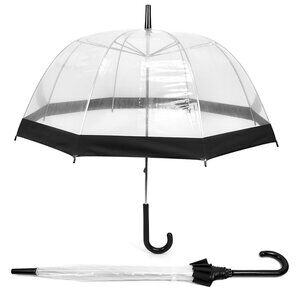 Clear See-Through Bubble Dome with Color Trim Elite Fashion Umbrella Black